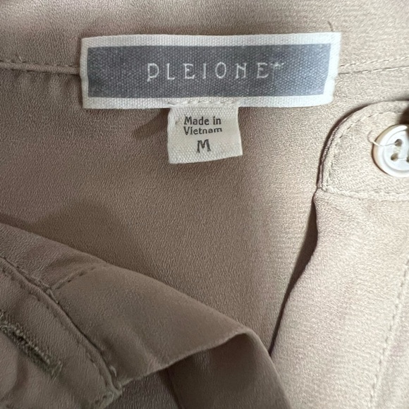 Pleione Tan Button Down Blouse Size M Women - Picture 5 of 8